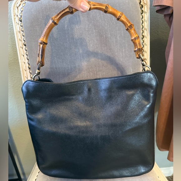 Gucci Black Leather Handbag with Bamboo Handle - Picture 2 of 12